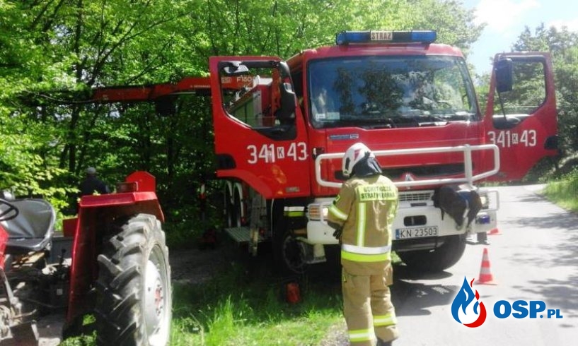 Strażacy ratowali krowę, która spadła ze skarpy OSP Ochotnicza Straż Pożarna