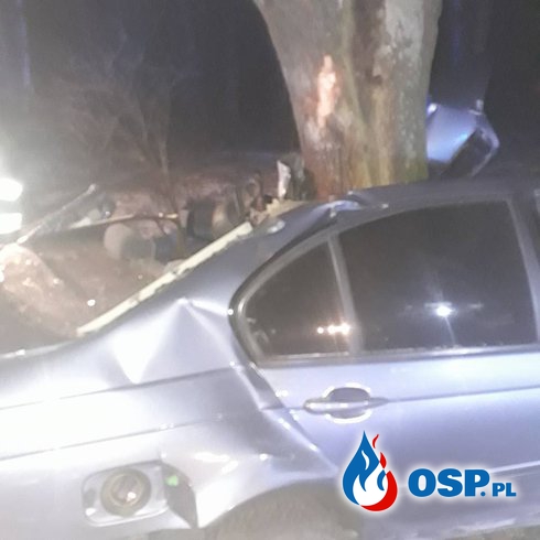 BMW roztrzaskało się na drzewie. Zginął 22-letni kierowca. OSP Ochotnicza Straż Pożarna