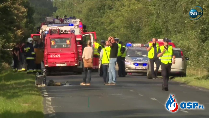 Tragiczny wypadek w Bogusławcu. Nie żyją cztery osoby jadące busem. OSP Ochotnicza Straż Pożarna