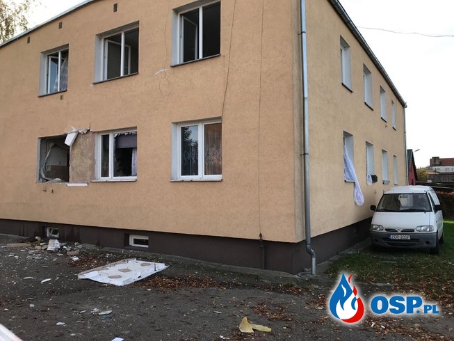 162/2019 Wybuch gazu w domu wielorodzinnym w Krzymowie OSP Ochotnicza Straż Pożarna