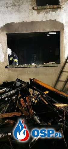 Pożar domu w Wysokiej. Ranny lokator. OSP Ochotnicza Straż Pożarna