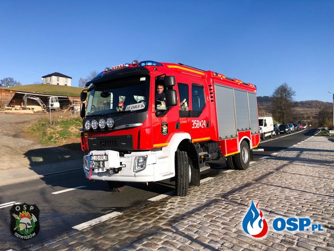 Pożar samochodu osobowego w Dziwiszowie. OSP Ochotnicza Straż Pożarna