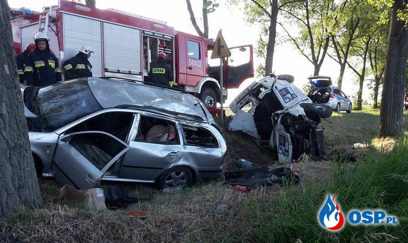 Wypadek na Dolnym Śląsku. Kierowca zakleszczony w fiacie panda. OSP Ochotnicza Straż Pożarna