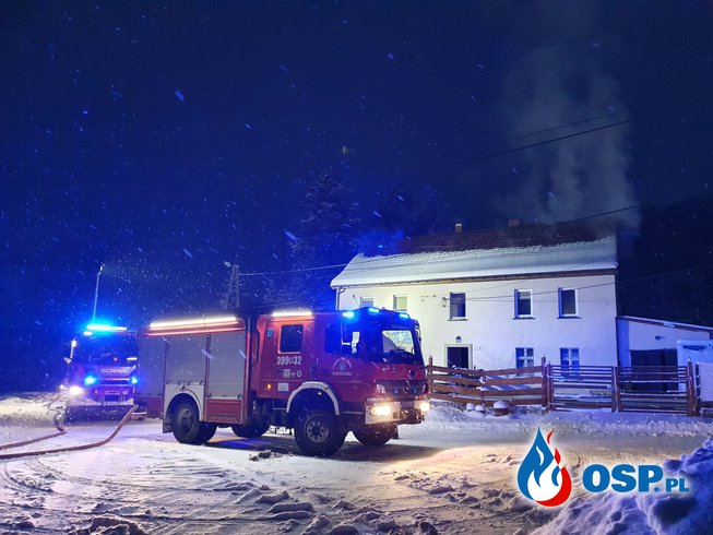 Pożar domu w Bartnicy OSP Ochotnicza Straż Pożarna