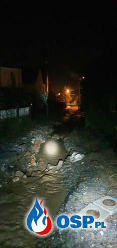 Działania po przejściu burzy w miejscowości Jasiona OSP Ochotnicza Straż Pożarna