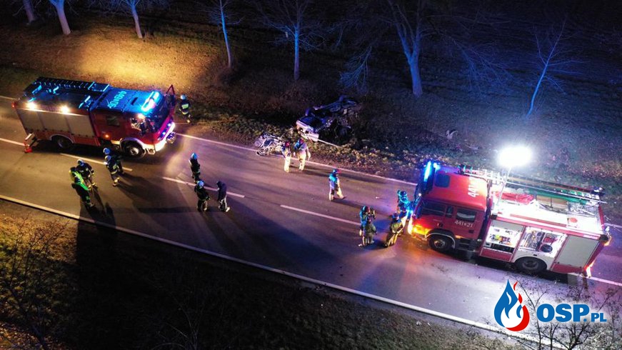 Dwie osoby zginęły w czołowym zderzeniu aut na Opolszczyźnie. Tragiczny wypadek na DK45. OSP Ochotnicza Straż Pożarna