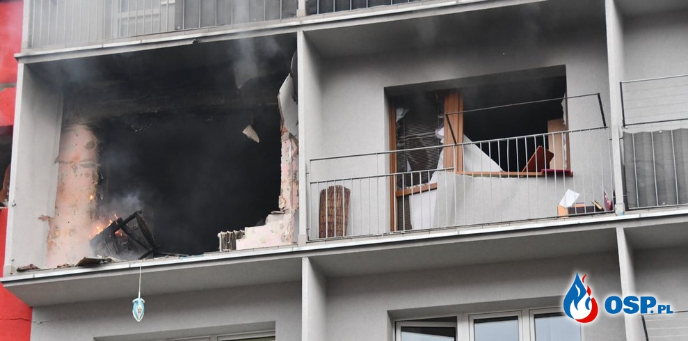 Trzy osoby ranne po eksplozji gazu w Turku. Wybuch zniszczył kilka mieszkań. OSP Ochotnicza Straż Pożarna