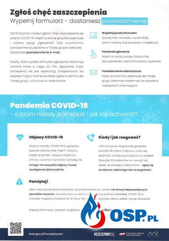 Dystrybucja ulotek dot. szczepień przeciwko COVID-19 OSP Ochotnicza Straż Pożarna