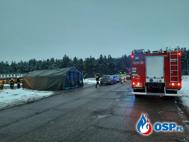Zderzenie pociągu osobowego z samochodem ciężarowym w Koszarówce OSP Ochotnicza Straż Pożarna