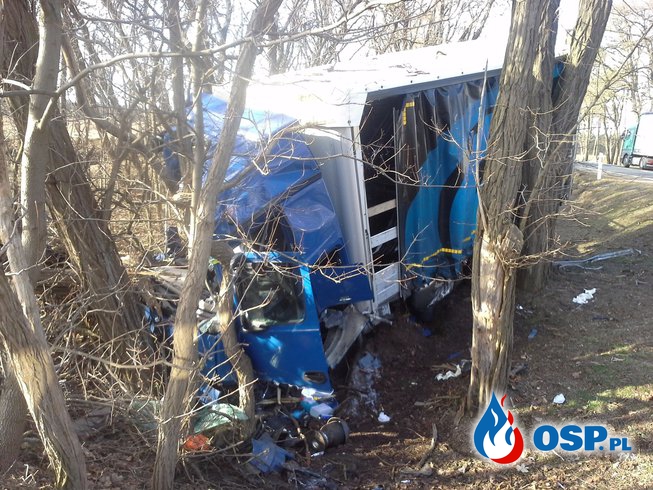 Wypadek samochodu ciężarowego DK 92 OSP Ochotnicza Straż Pożarna