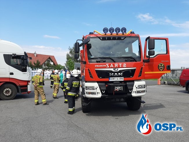 Próbna ewakuacja i omówienie zakładu produkcyjnego "Bahlsen" w Jaworniku OSP Ochotnicza Straż Pożarna