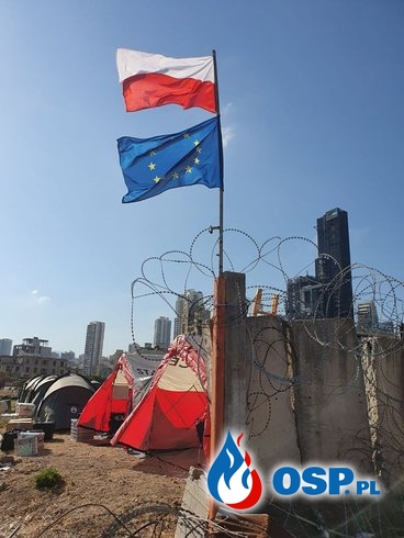 Polscy strażacy już w Bejrucie. Trwa budowa bazy dla ratowników. OSP Ochotnicza Straż Pożarna