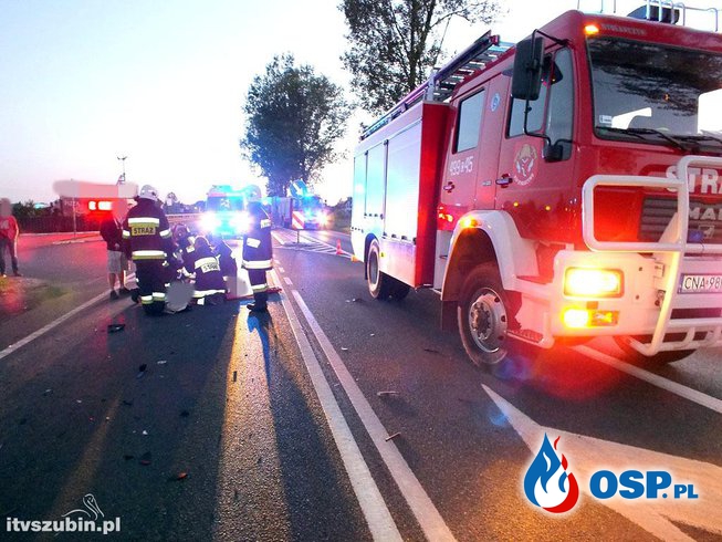 Wymuszenie pierwszeństwa przyczyną wieczornego zdarzenia na drodze krajowej nr 5 OSP Ochotnicza Straż Pożarna