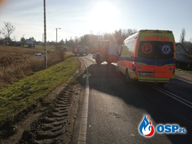 Wypadek drogowy - Zderzenie dwóch pojazdów OSP Ochotnicza Straż Pożarna