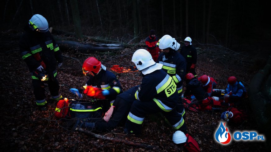  Ćwiczenia ratownicze '' Wypadki podczas prac leśnych'' OSP Ochotnicza Straż Pożarna