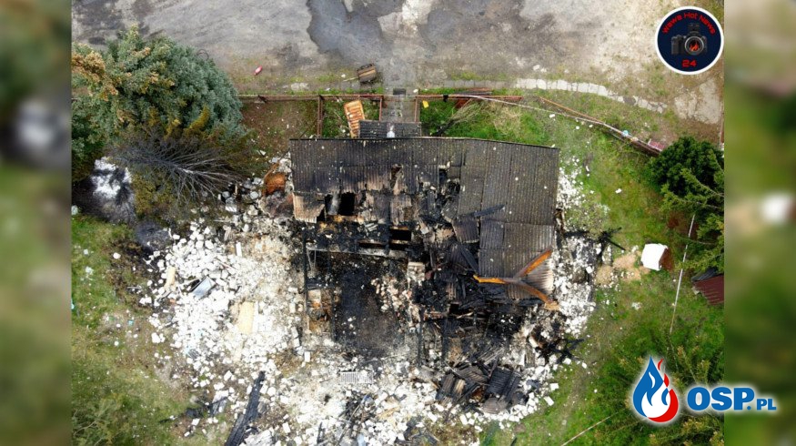 Dom zawalił się po eksplozji gazu, zginął mężczyzna. Tragedia pod Grójcem. OSP Ochotnicza Straż Pożarna