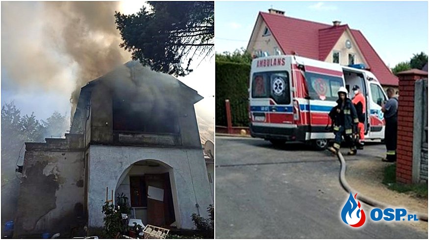 Strażak zatruł się dymem podczas akcji. Groźny pożar budynku w Spiczynie. OSP Ochotnicza Straż Pożarna