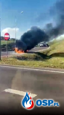 Auto zapaliło się podczas jazdy. Pojazd doszczętnie spłonął. OSP Ochotnicza Straż Pożarna