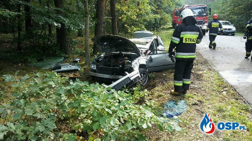Wypadek na drodze wojewódzkiej nr 209 Korzybie - Tychowo 27.09.2019r. OSP Ochotnicza Straż Pożarna