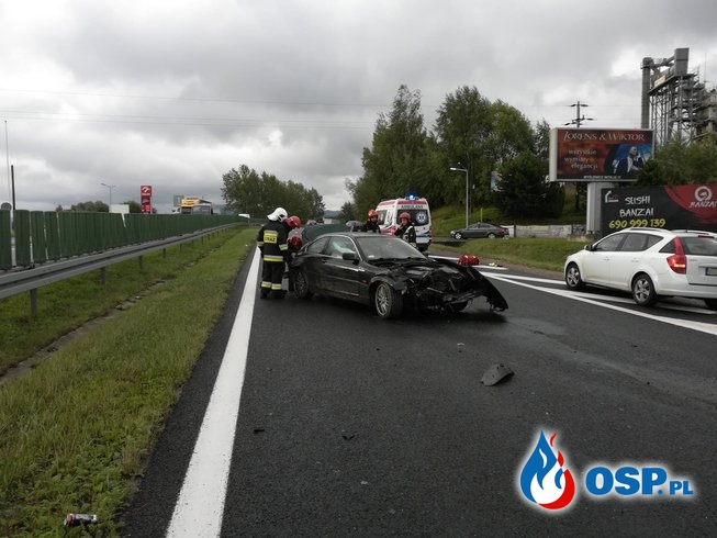 Wypadek samochodu osobowego na DK7 - 8 sierpnia 2019r. OSP Ochotnicza Straż Pożarna