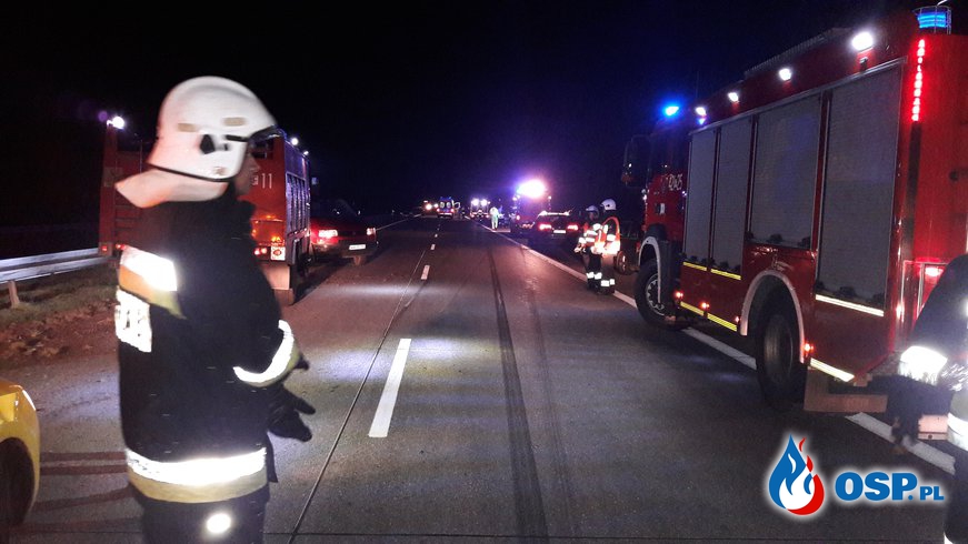 Wypadek na autostradzie A2 Lubuskie OSP Ochotnicza Straż Pożarna
