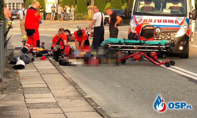 Długa reanimacja bez skutku. 31-letni motocyklista zginął w wypadku. OSP Ochotnicza Straż Pożarna