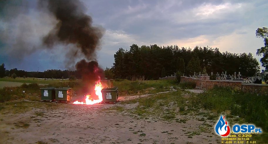 Pożar śmieci za cmentarzem parafialnym w Glinojecku OSP Ochotnicza Straż Pożarna