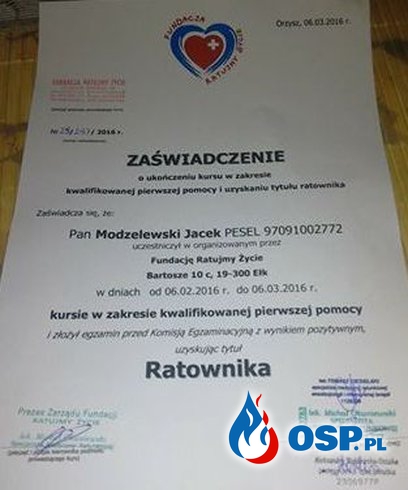 OSP Orzysz pozyskała kolejnych ratowników OSP Ochotnicza Straż Pożarna