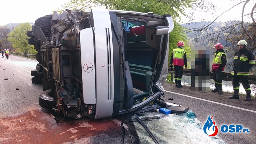 29.04.2016 Będzieszyna - wypadek autobusu OSP Ochotnicza Straż Pożarna