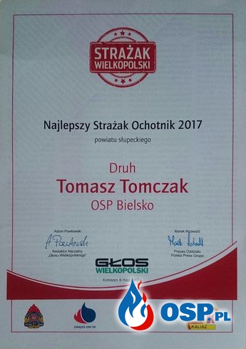 Najlepsza Jednostka OSP i Strażak Ochotnik roku 2017 OSP Ochotnicza Straż Pożarna
