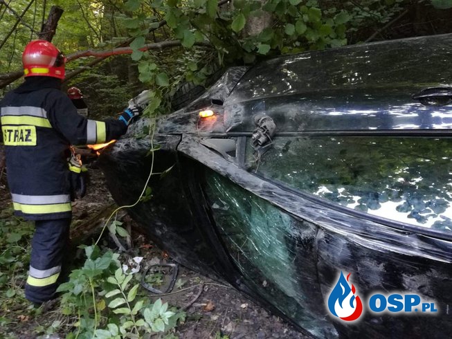 Kolizja samochodu osobowego - 19 sierpnia 2018r. OSP Ochotnicza Straż Pożarna
