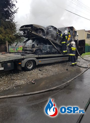 Stróżki – pożar samochodów OSP Ochotnicza Straż Pożarna