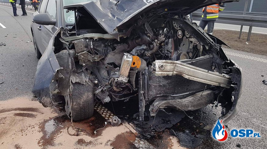 A4 Wypadek samochód osobowy z tirem OSP Ochotnicza Straż Pożarna