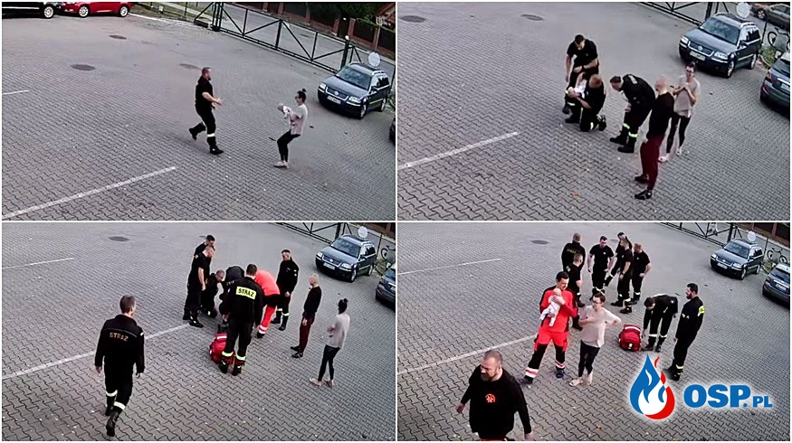 Przybiegła po ratunek z niemowlakiem na rękach. Dramatyczna akcja ratunkowa na placu JRG 5 w Gdańsku. OSP Ochotnicza Straż Pożarna