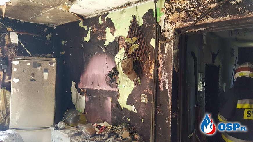 Pożar mieszkania w budynku dwurodzinnym. OSP Ochotnicza Straż Pożarna