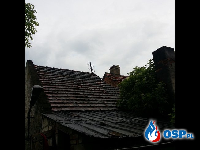 Zawalenie się dachu na budynku mieszkalnym OSP Ochotnicza Straż Pożarna