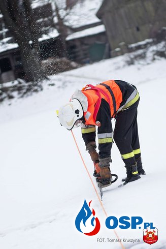 Ćwiczenia z ratownictwa lodowego. OSP Ochotnicza Straż Pożarna