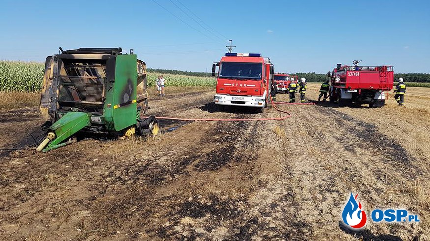 Pożar prasy balotowej we Wierzbnie - Spłonął 1 hektar ścierniska [FOTO] OSP Ochotnicza Straż Pożarna