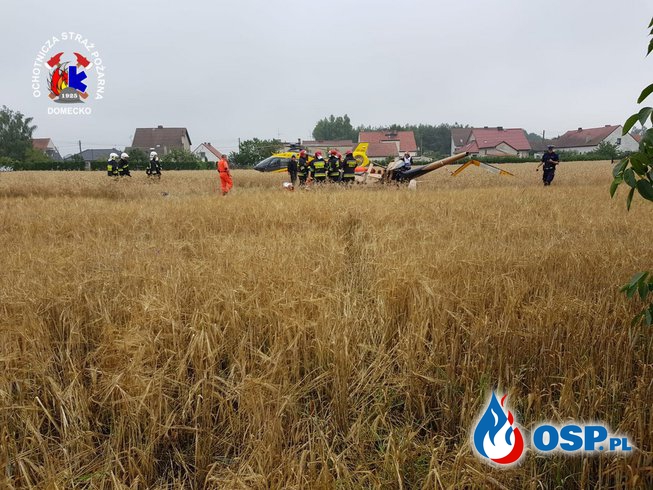 Rozbity helikopter w Domecku OSP Ochotnicza Straż Pożarna