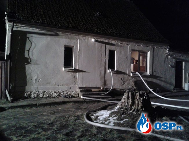 Pożar stropu w budynku mieszkalnym m. Bińcze 13.02.2018r. OSP Ochotnicza Straż Pożarna
