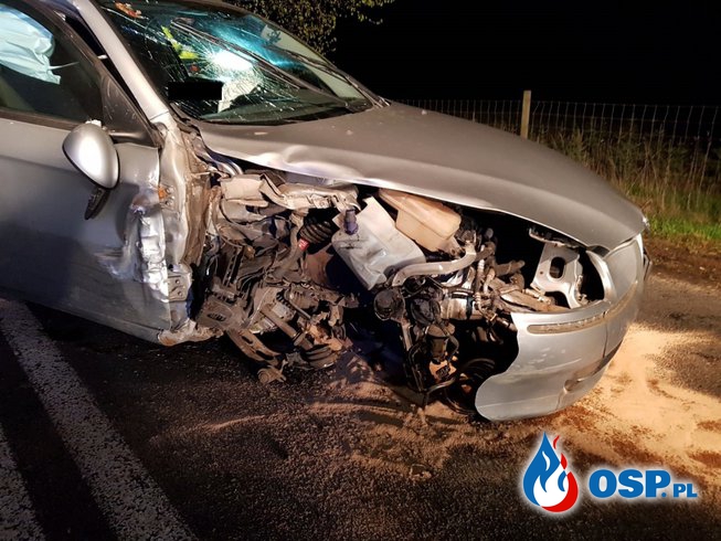 Wypadek samochodowy DW 102 w okolicy m. Gołańcz Pomorska (gm. Trzebiatów) OSP Ochotnicza Straż Pożarna