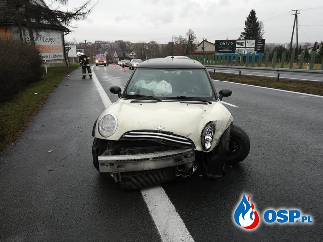 Wypadek samochodu osobowego - 8 grudnia 2018r. OSP Ochotnicza Straż Pożarna