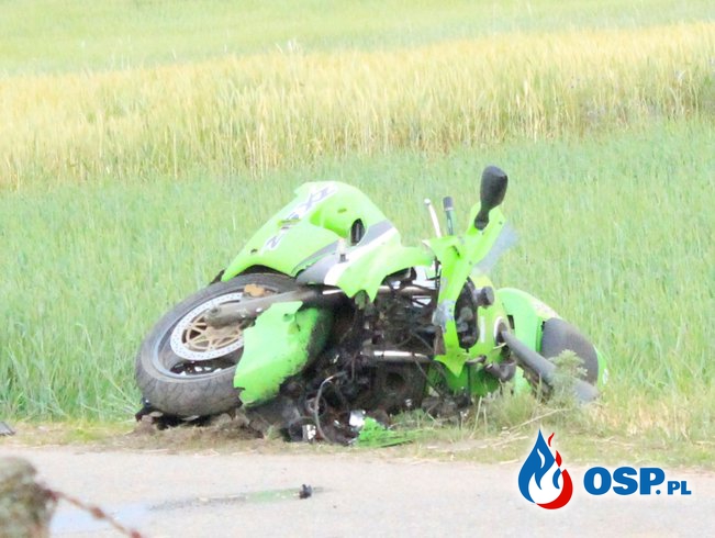 Poważny wypadek motocyklowy OSP Ochotnicza Straż Pożarna