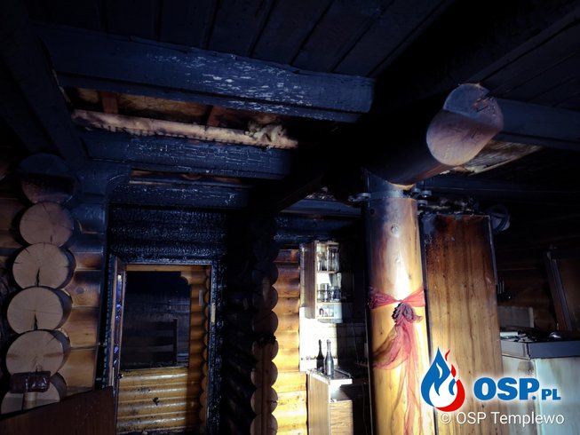 Zamostowo - pożar domku z bali OSP Ochotnicza Straż Pożarna