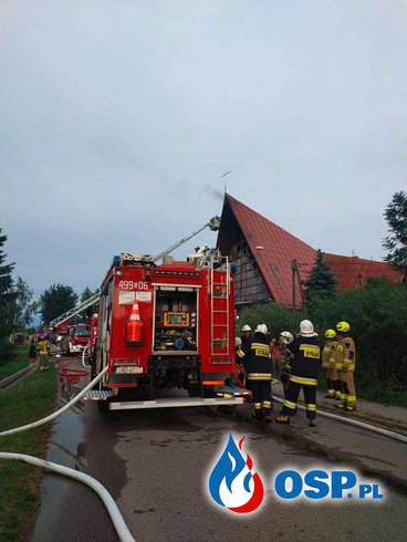 Pożar w remontowanym kościele w Kępkach. W akcji ponad 70 strażaków. OSP Ochotnicza Straż Pożarna