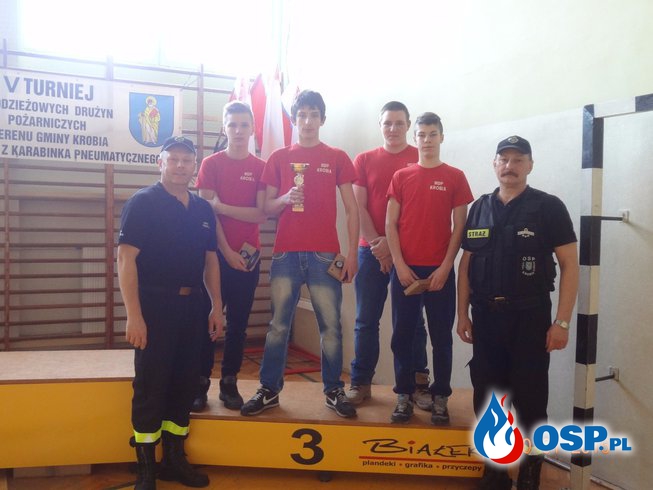V Turniej Młodzieżowych Drużyn Pożarniczych z terenu Gminy Krobia w strzelaniu z karabinka pneumatycznego OSP Ochotnicza Straż Pożarna