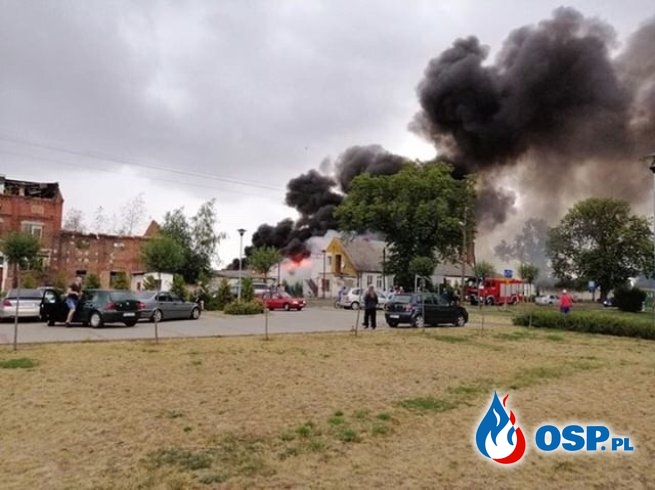 Pożar skupu zboża w Grylewie OSP Ochotnicza Straż Pożarna