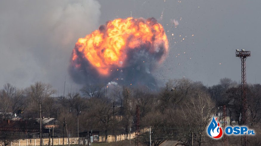Płonie największy skład amunicji na Ukrainie. Akcja gaśnicza jest wyjątkowo trudna! OSP Ochotnicza Straż Pożarna