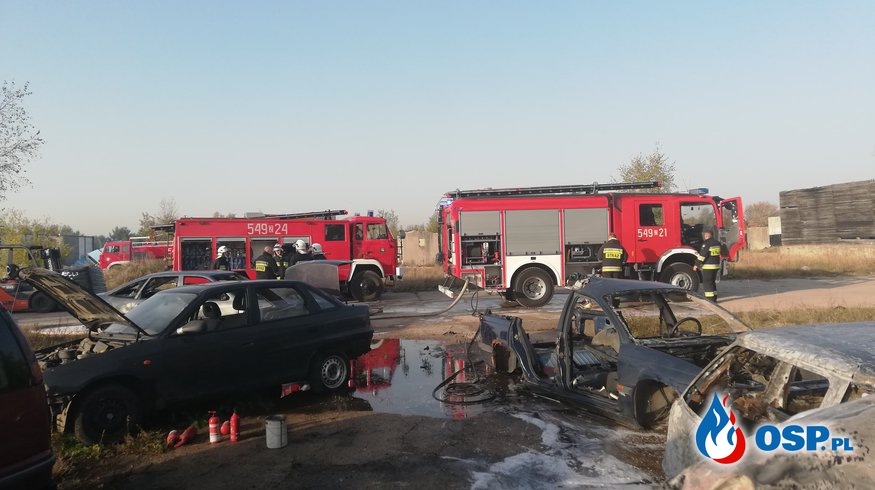 Pożar Samochodów Na Skupie  Złomu W Białym Borze OSP Ochotnicza Straż Pożarna