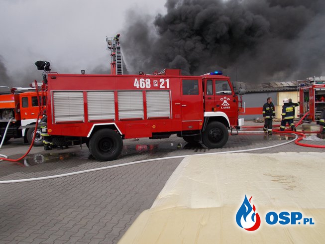 Duży Pożar Zakładu Produkcji Mebli OSP Ochotnicza Straż Pożarna